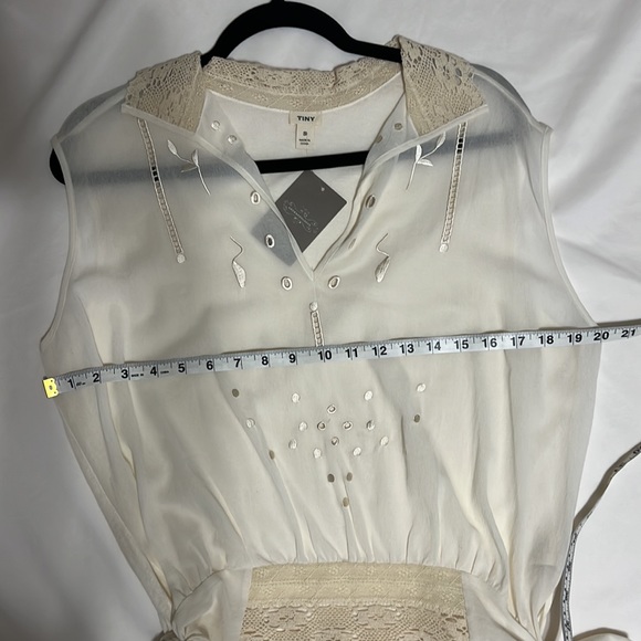 Anthropologie/Tiny Brand Ivory Lace Crochet Sleeveless Top, Size Small - Picture 10 of 10
